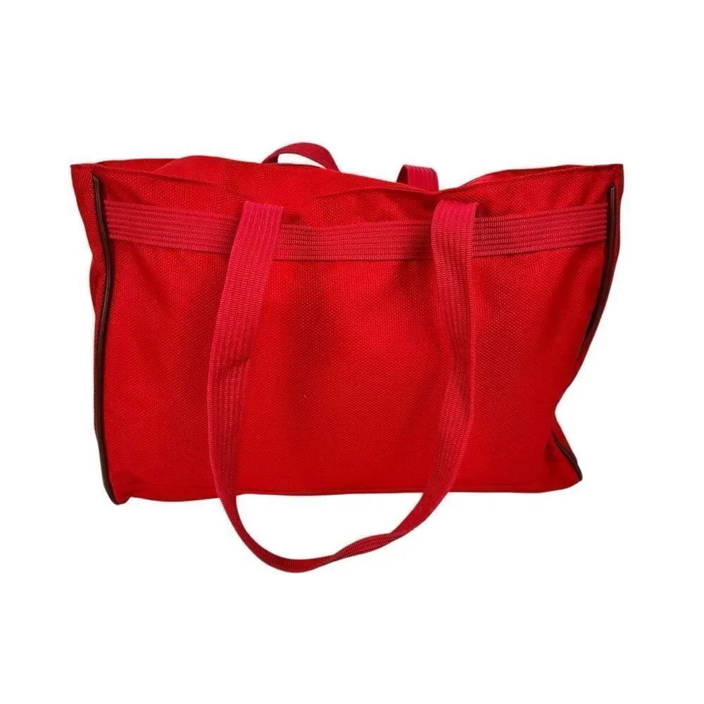 Vintage Canada Travel Tote Duffel Carry On Overnight Gym Bag Red Canvas